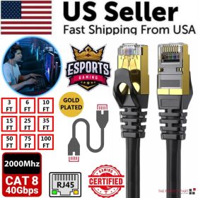 Cat 8 Ethernet RJ45 Cable Super Speed 40Gbps Patch LAN Network Gold Plated Lot (Option: 25FT)