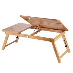 Portable Foldable Wooden Bamboo Laptop Table Sofa Bed Office Laptop Stand Adjustable 62*34 (Option: Default)